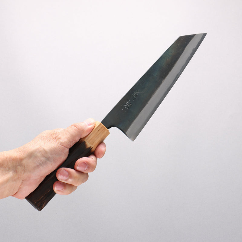 Seisuke Blue Super Black Finished Bunka 180mm Burnt Chestnut (ferrule: Cherry Wood) Handle - Japannywholesale