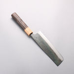 Seisuke Blue Steel No.1 Black Finished Nakiri 165mm Burnt Chestnut (ferrule: Cherry Wood) Handle - Japannywholesale