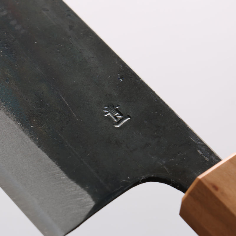 Seisuke Blue Steel No.1 Black Finished Nakiri 165mm Burnt Chestnut (ferrule: Cherry Wood) Handle - Japannywholesale