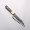 Seisuke Blue Steel No.1 Black Finished Santoku 165mm Burnt Chestnut (ferrule: Cherry Wood) Handle - Japannywholesale