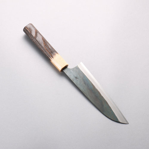 Seisuke Blue Steel No.1 Black Finished Santoku 165mm Burnt Chestnut (ferrule: Cherry Wood) Handle - Japannywholesale