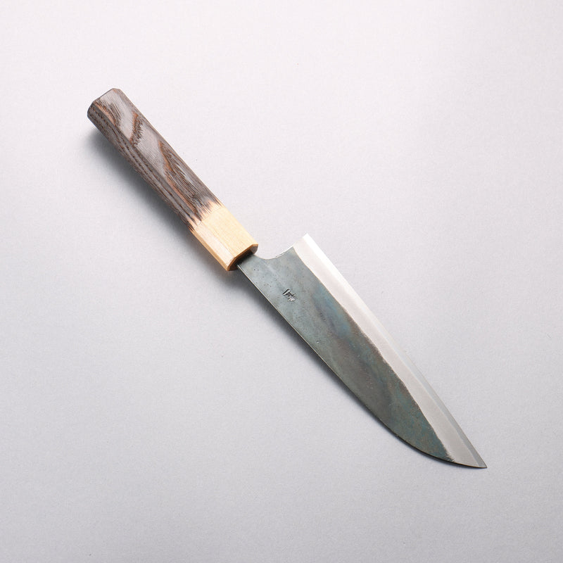 Seisuke Blue Steel No.1 Black Finished Santoku 165mm Burnt Chestnut (ferrule: Cherry Wood) Handle - Japannywholesale