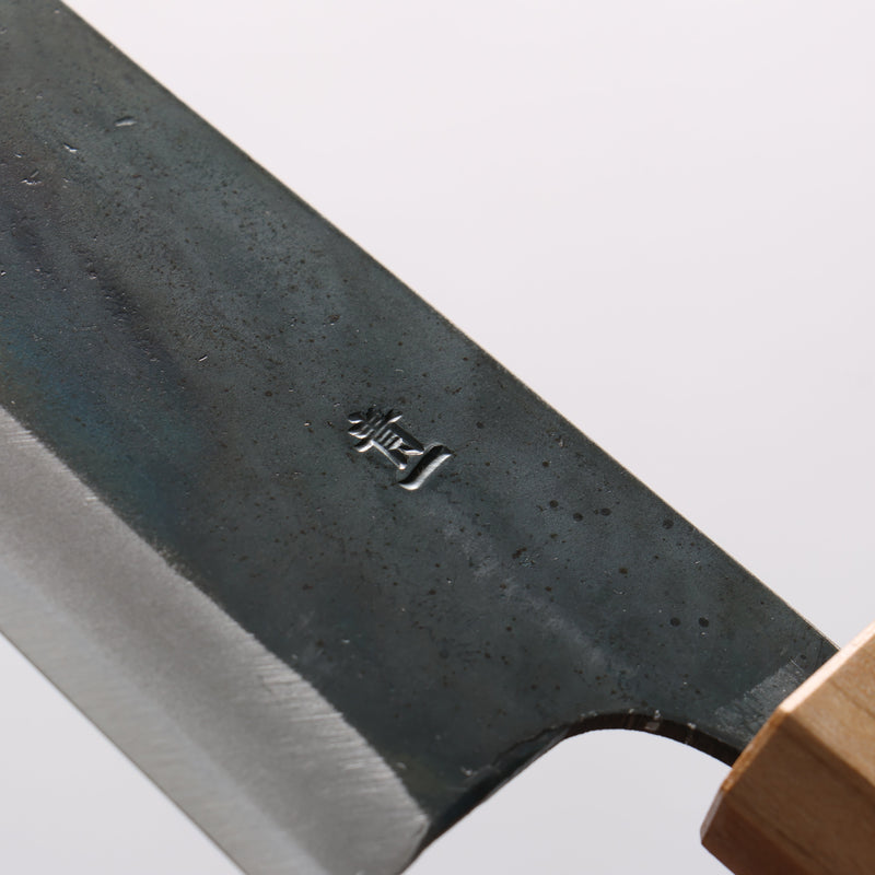 Seisuke Blue Steel No.1 Black Finished Santoku 165mm Burnt Chestnut (ferrule: Cherry Wood) Handle - Japannywholesale