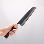 Seisuke Blue Super Black Finished Kiritsuke Gyuto 210mm Burnt Chestnut (ferrule: Cherry Wood) Handle - Japannywholesale
