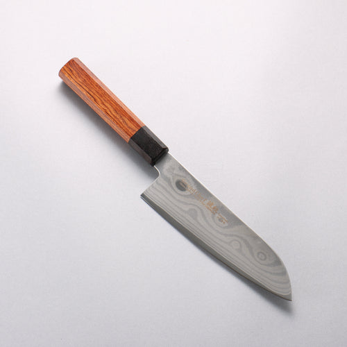 Sakai Takayuki Grand Chef Hamon Böhler SP Steel 45 Layer Damascus Santoku 170mm Rosewood (Ferrule: Black Pakka Wood) Handle - Japannywholesale