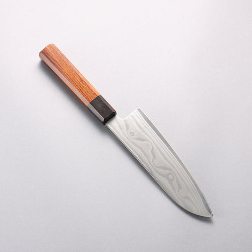 Sakai Takayuki Grand Chef Hamon Böhler SP Steel 45 Layer Damascus Santoku 170mm Rosewood (Ferrule: Black Pakka Wood) Handle - Japannywholesale