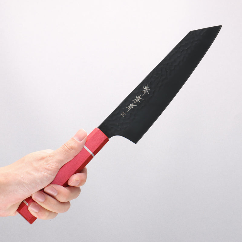 Sakai Takayuki Kurokage VG10 Hammered Teflon Coating Kengata Gyuto 190mm Live oak Lacquered (Kouseki) Handle - Japannywholesale