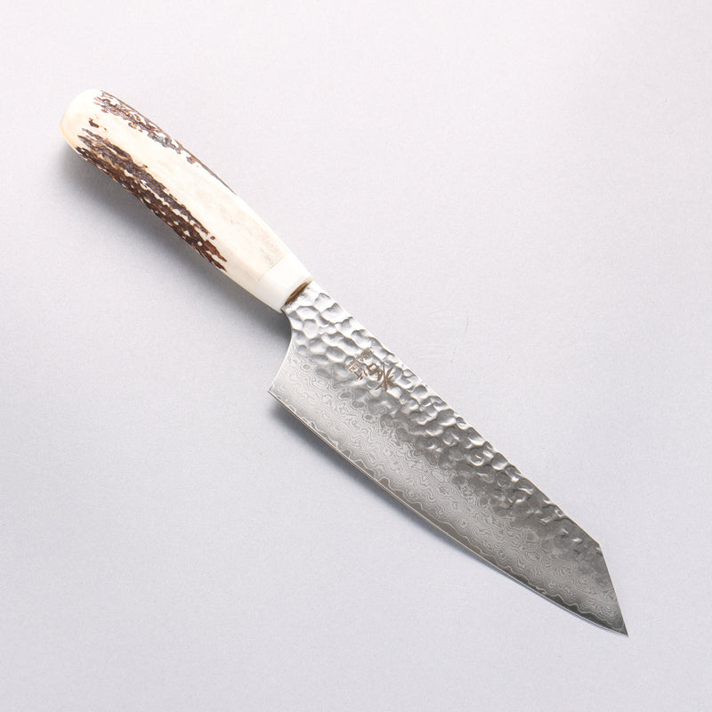 Sakai Takayuki VG10 33 Layer Damascus Kengata Santoku 160mm Cow Bone Handle with Sheath - Japannywholesale