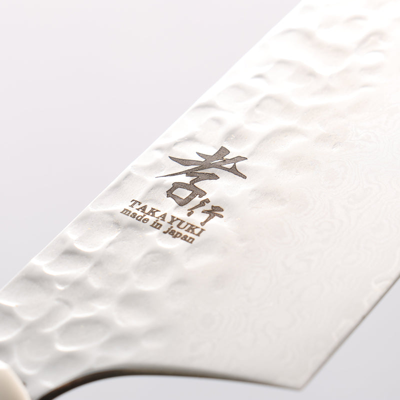 Sakai Takayuki VG10 33 Layer Damascus Kengata Santoku 160mm Cow Bone Handle with Sheath - Japannywholesale