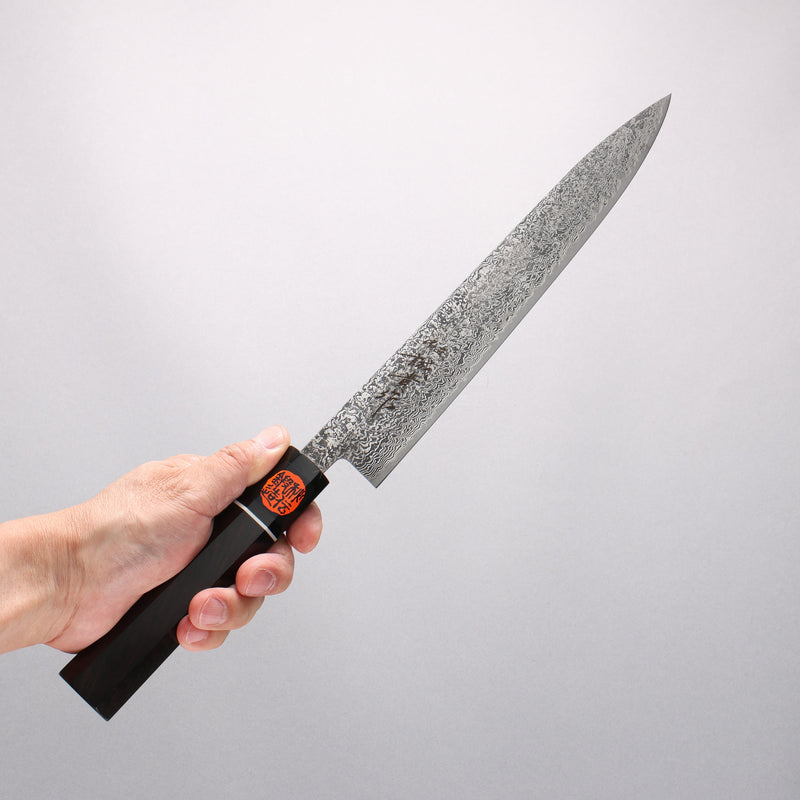 Shigeki Tanaka Habakiri SG2 Damascus Slicer 240mm Ebony Wood Handle - Japannywholesale