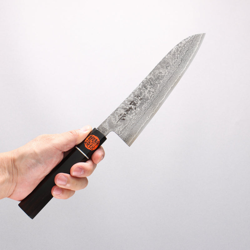 Shigeki Tanaka Habakiri SG2 Damascus Gyuto 180mm Ebony Wood Handle - Japannywholesale
