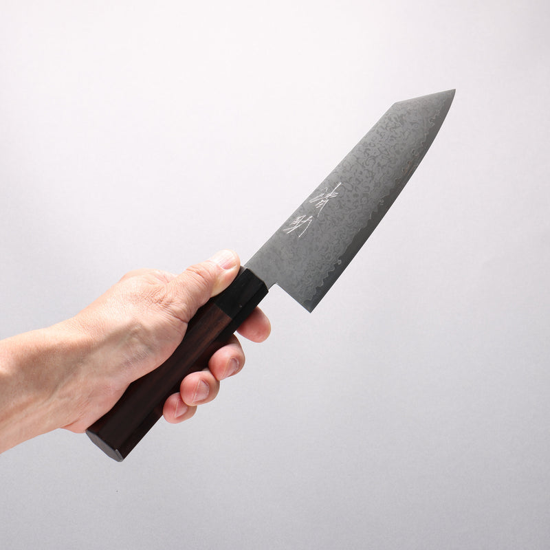 Seisuke VG10 8 Layer Damascus Kiritsuke Santoku 180mm Rosewood (Ferrule: Black Pakka Wood) Handle - Japannywholesale