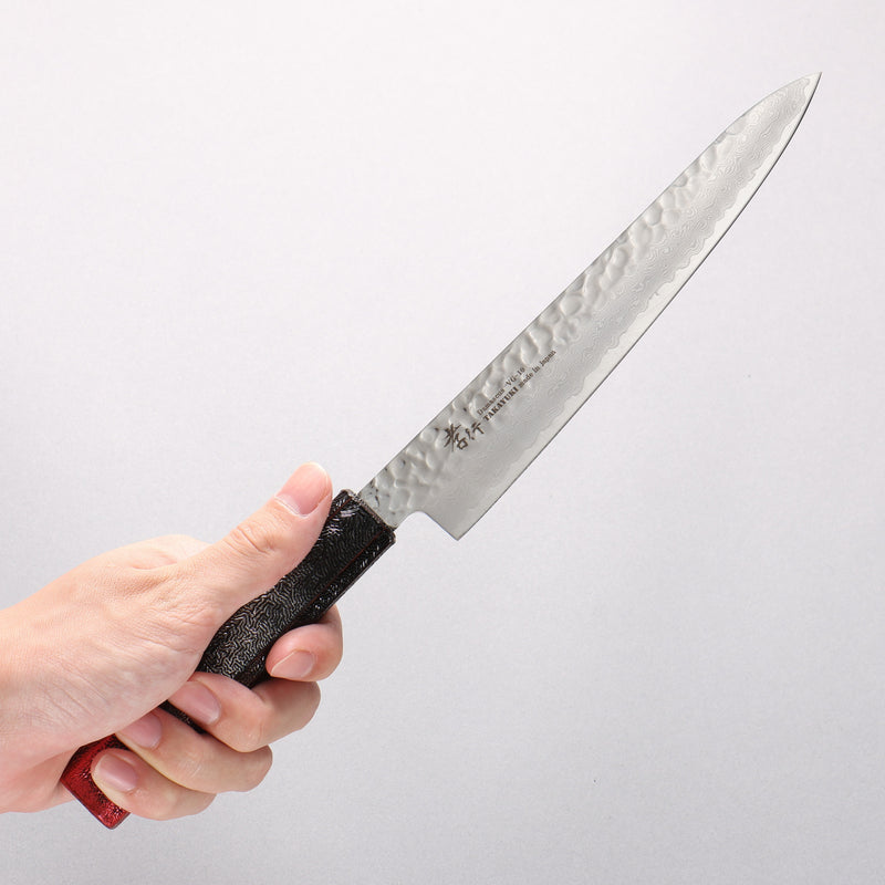 Sakai Takayuki Rinnou VG10 33 Layer Damascus Petty-Utility Japanese Knife 180mm Red Lacquered Handle - Japannywholesale