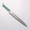 Sakai Takayuki VG10 17 Layer Damascus Sujihiki 240mm Green Pakka wood Handle - Japannywholesale