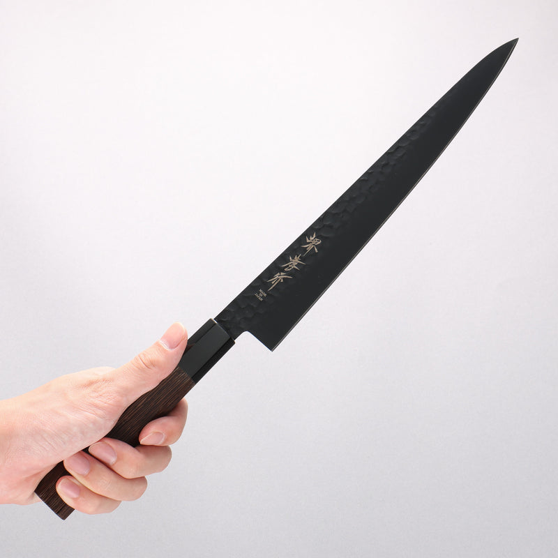 Sakai Takayuki Kurokage VG10 Hammered Teflon Coating Sujihiki 240mm Wenge Handle - Japannywholesale