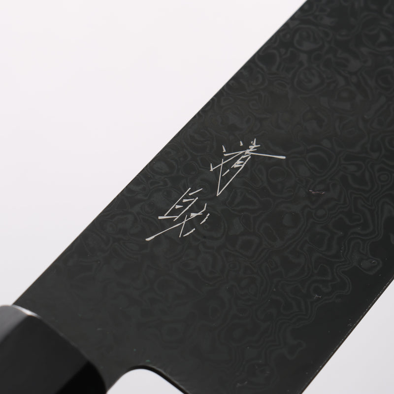 Seisuke Dark Horse SG2 Black Damascus Kiritsuke Santoku 180mm Black Pakka wood Handle - Japannywholesale