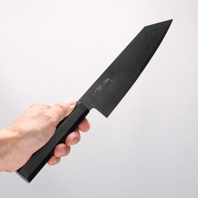 Seisuke Dark Horse SG2 Black Damascus Kiritsuke Santoku 180mm Black Pakka wood Handle - Japannywholesale