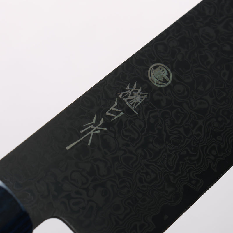 Higuchi SG2 Black Damascus Kiritsuke Santoku 180mm Black Pakka wood Handle - Japannywholesale
