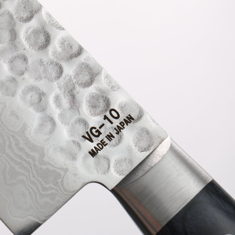 Higuchi VG10 Hammered Damascus Santoku 180mm Blue Pakka wood Handle - Japannywholesale