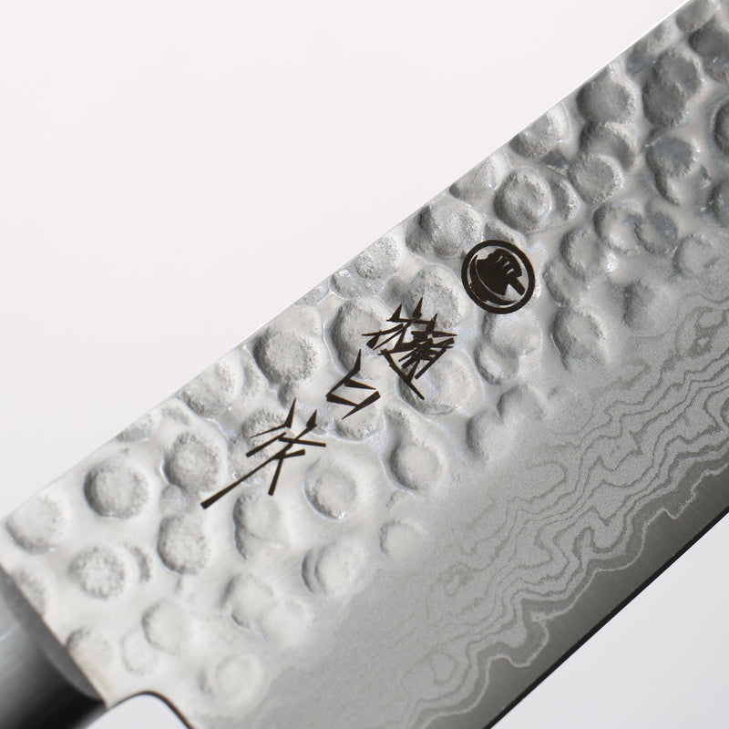 Higuchi VG10 Hammered Damascus Santoku 180mm Navy blue Pakka wood Handle - Japannywholesale