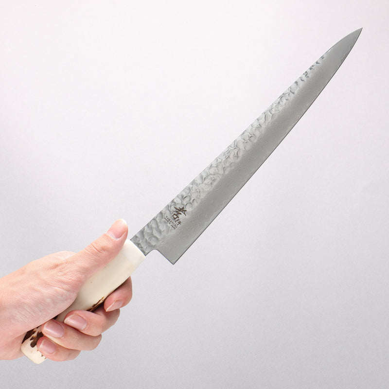 Sakai Takayuki VG10 33 Layer Damascus Sujihiki 240mm Cow Bone Handle with Sheath - Japannywholesale