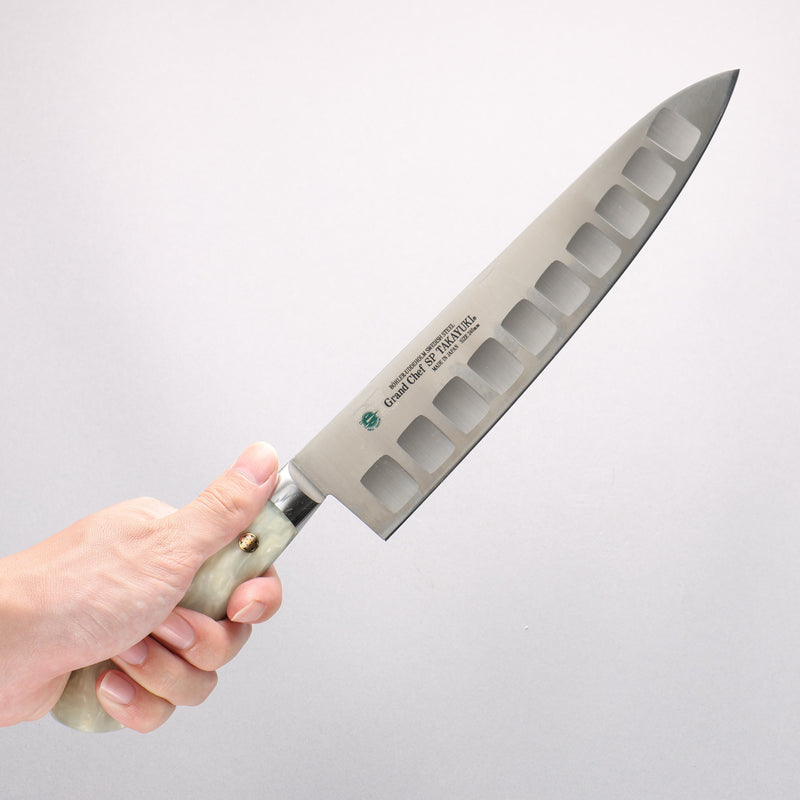 Sakai Takayuki Grand Chef SP Uddeholm Swedish stain-resistant steel Gyuto Salmon 240mm SP Type III (Pearl) Handle - Japannywholesale