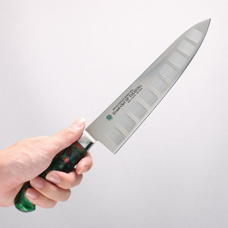 Sakai Takayuki Grand Chef SP Uddeholm Swedish stain-resistant steel Gyuto Salmon 210mm SP Type III (Jungle) Handle - Japannywholesale