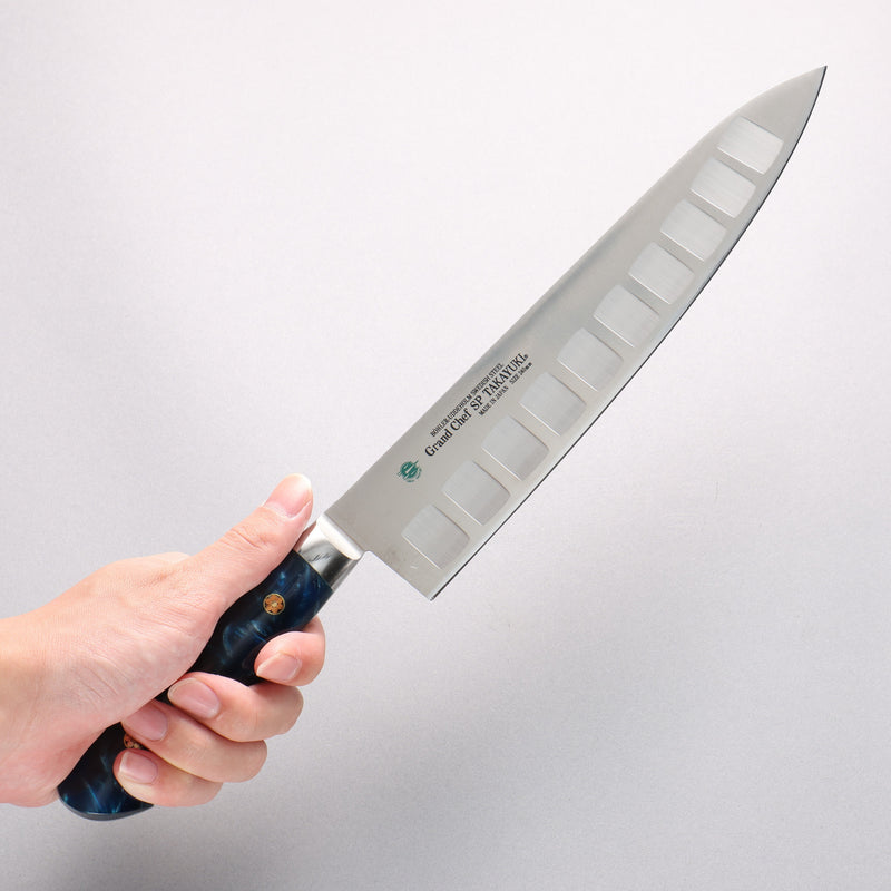 Sakai Takayuki Grand Chef SP Uddeholm Swedish stain-resistant steel Gyuto Salmon 240mm SP Type III (Ocean) Handle - Japannywholesale