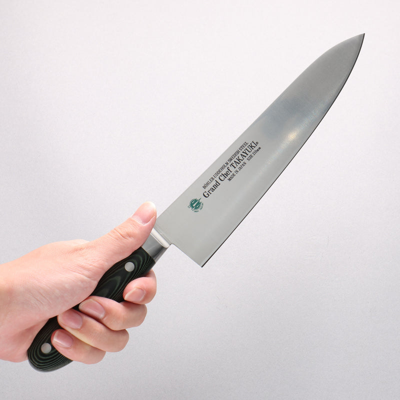 Sakai Takayuki Grand Chef Grand Chef Swedish Steel-stn Gyuto 210mm Green Micarta Handle - Japannywholesale
