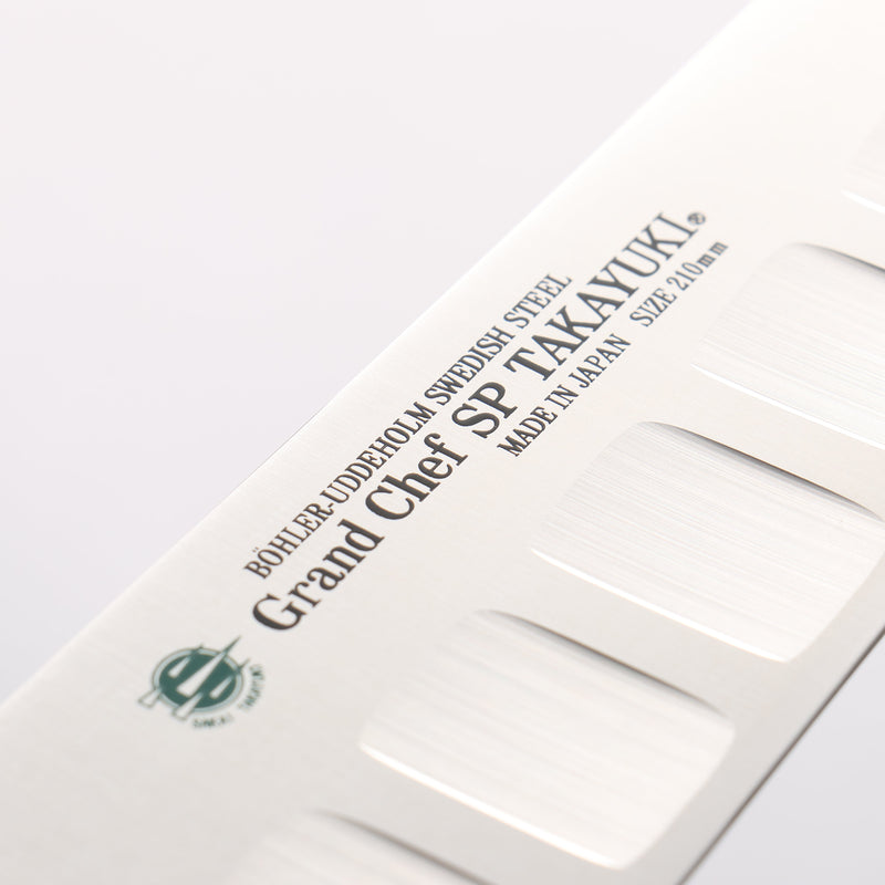 Sakai Takayuki Grand Chef SP Uddeholm Swedish stain-resistant steel Gyuto Salmon 210mm SP Type III (Ocean) Handle - Japannywholesale