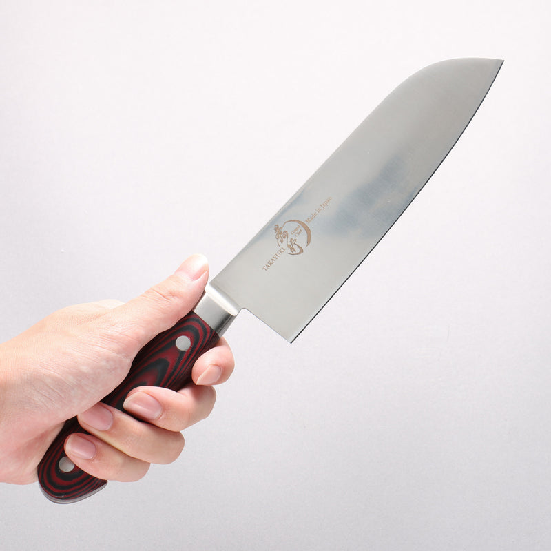 Sakai Takayuki Grand Chef Grand Chef Swedish Steel-stn Santoku 180mm Brown Micarta Handle - Japannywholesale