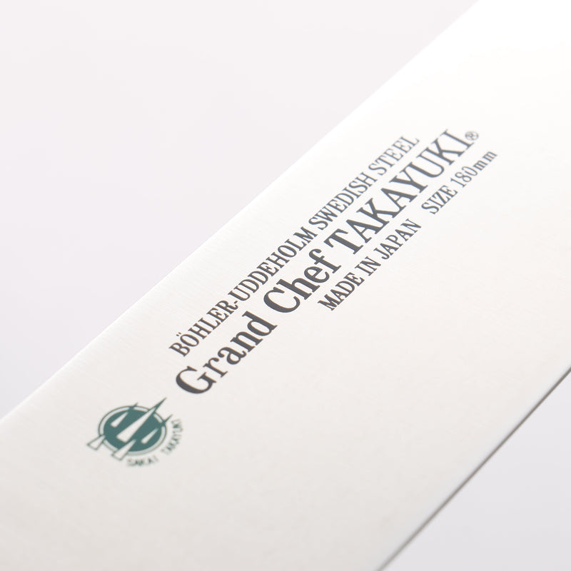 Sakai Takayuki Grand Chef Grand Chef Swedish Steel-stn Santoku 180mm Green Micarta Handle - Japannywholesale