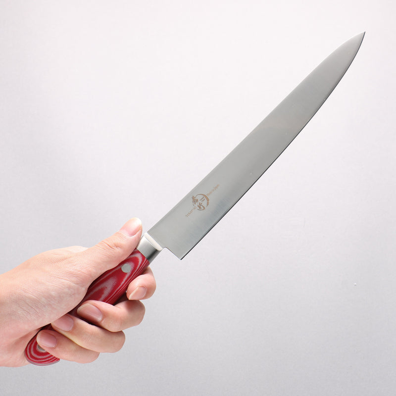 Sakai Takayuki Grand Chef Grand Chef Swedish Steel-stn Sujihiki 240mm Red Micarta Handle - Japannywholesale