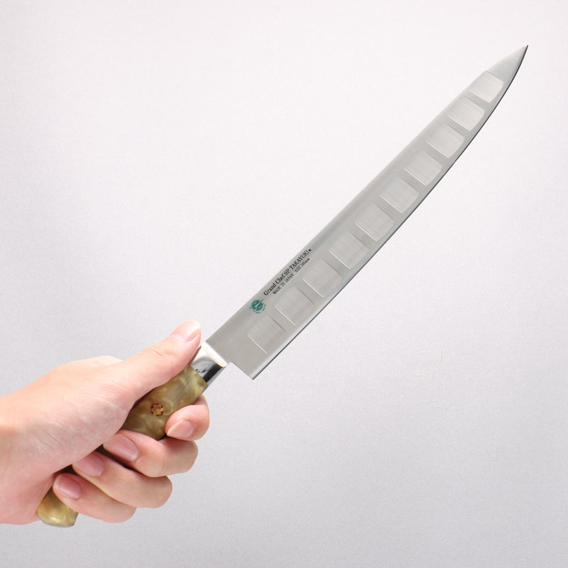 Sakai Takayuki Grand Chef SP Uddeholm Swedish stain-resistant steel Sujihiki Salmon 240mm SP Type III (Pearl) Handle - Japannywholesale
