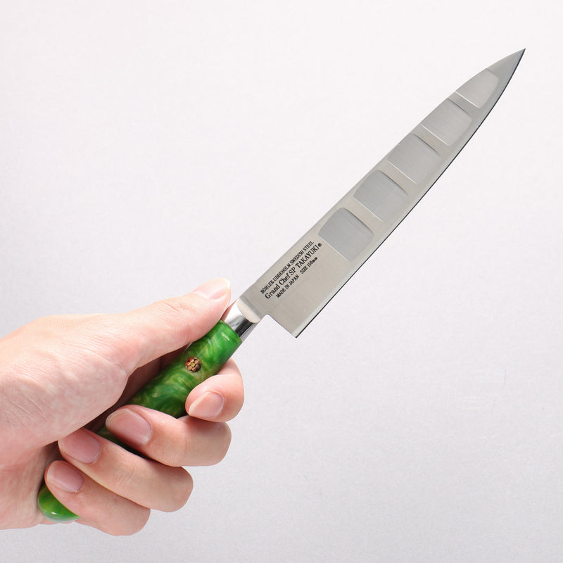Sakai Takayuki Grand Chef SP Uddeholm Swedish stain-resistant steel Petty-Utility Salmon 150mm SP Type III (Jungle) Handle - Japannywholesale