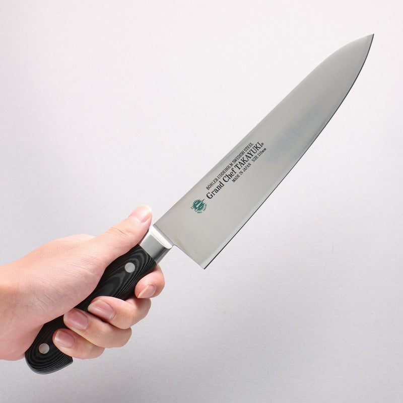 Sakai Takayuki Grand Chef Grand Chef Swedish Steel-stn Gyuto 210mm Black Micarta Handle - Japannywholesale