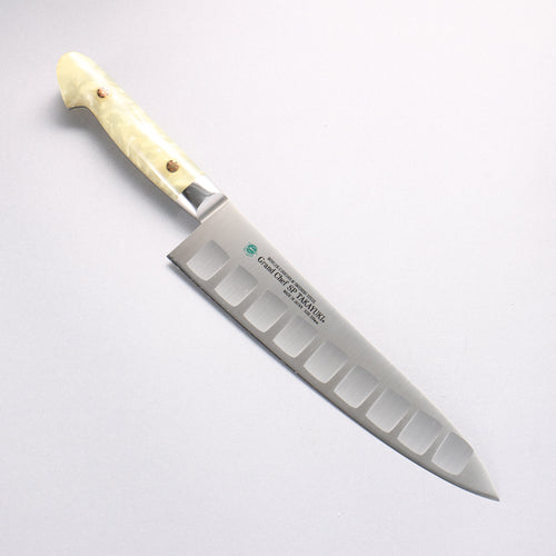 Sakai Takayuki Grand Chef SP Uddeholm Swedish stain-resistant steel Gyuto Salmon 210mm SP Type III (Pearl) Handle - Japannywholesale