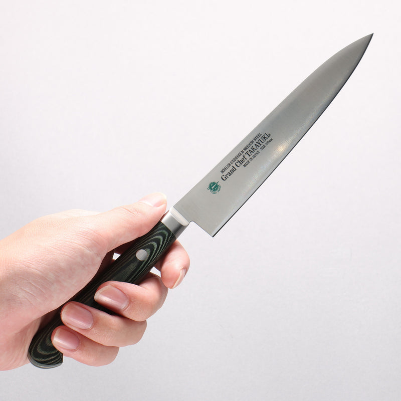 Sakai Takayuki Grand Chef Grand Chef Swedish Steel-stn Petty-Utility 150mm Green Micarta Handle - Japannywholesale