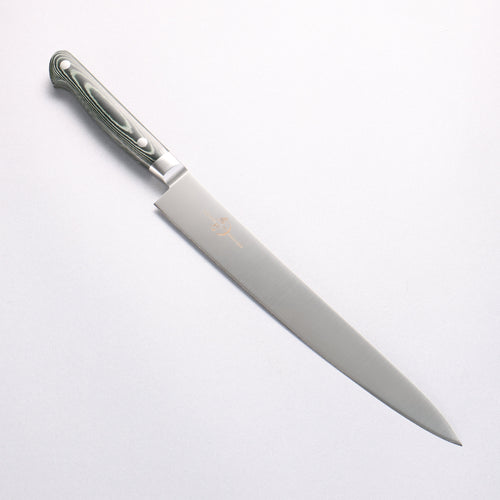 Sakai Takayuki Grand Chef Grand Chef Swedish Steel-stn Sujihiki 240mm Green Micarta Handle - Japannywholesale