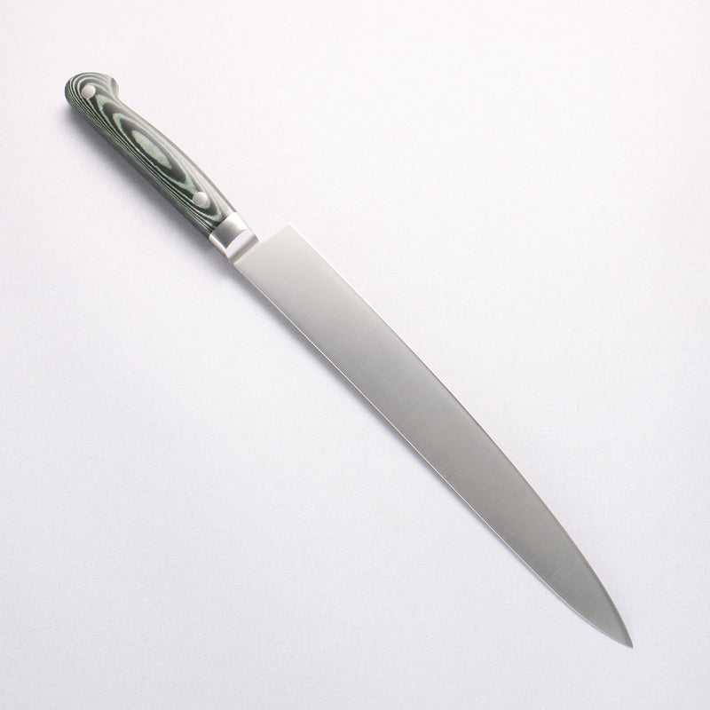 Sakai Takayuki Grand Chef Grand Chef Swedish Steel-stn Sujihiki 240mm Green Micarta Handle - Japannywholesale
