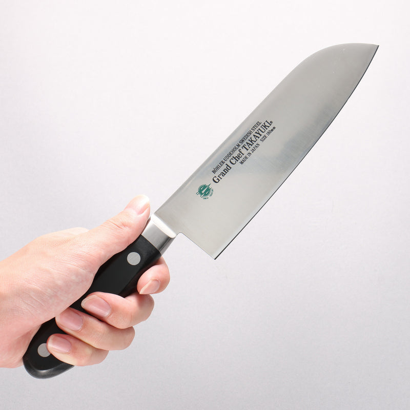 Sakai Takayuki Grand Chef Swedish Steel-stn Santoku 180mm - Japannywholesale