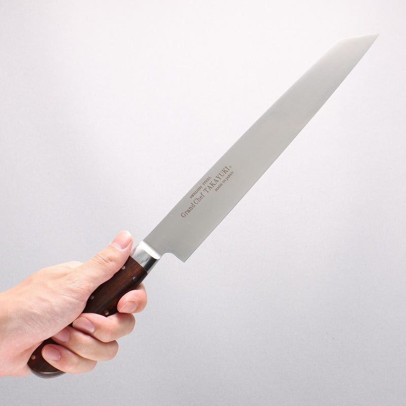 Sakai Takayuki Grand Chef [Left Handed] Swedish Steel-stn Kiritsuke Yanagiba 260mm Desert Ironwood(Sugihara model) Handle with Sheath - Japannywholesale