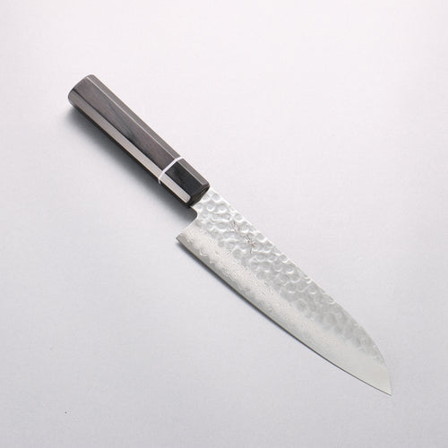 Seisuke VG10 Hammered Damascus Santoku 180mm Black Pakka wood Handle - Japannywholesale