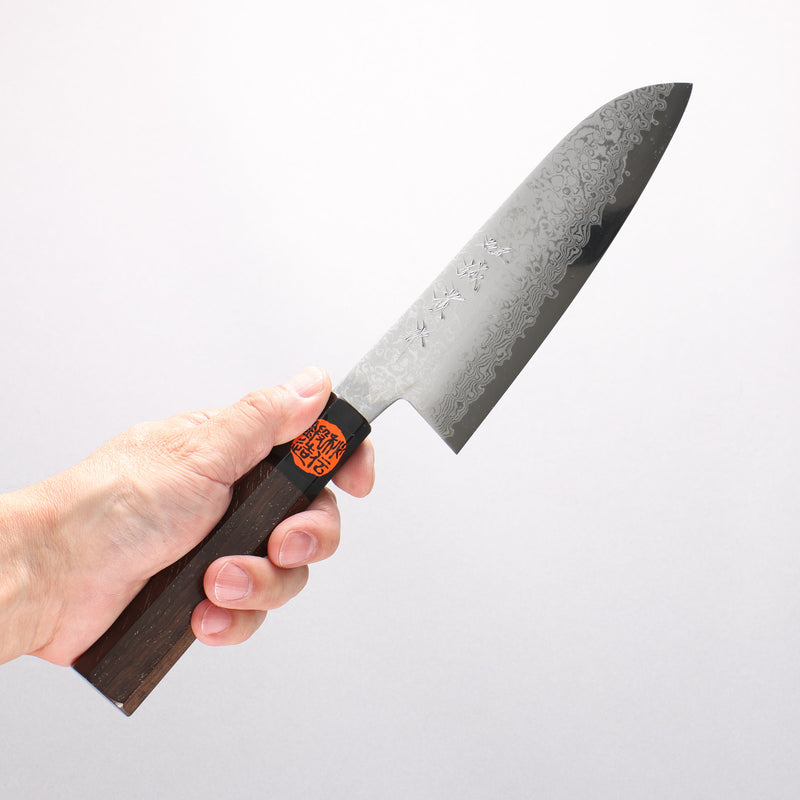 Shigeki Tanaka VG10 17 Layer Damascus Santoku 165mm Walnut Handle - Japannywholesale