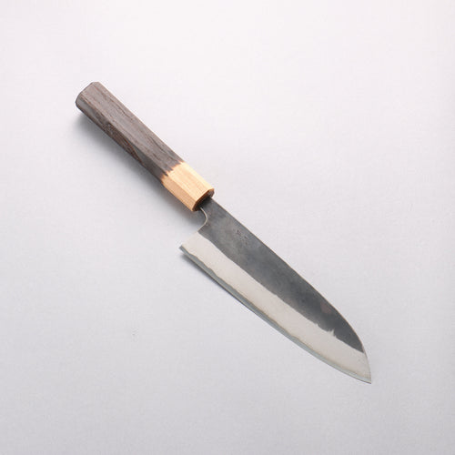 Seisuke Blue Steel No.2 Black Finished Santoku 170mm Burnt Chestnut (ferrule: Cherry Wood) Handle - Japannywholesale