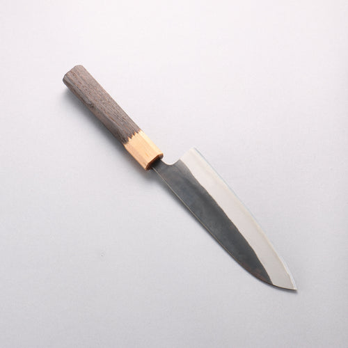 Seisuke Blue Steel No.2 Black Finished Santoku 170mm Burnt Chestnut (ferrule: Cherry Wood) Handle - Japannywholesale