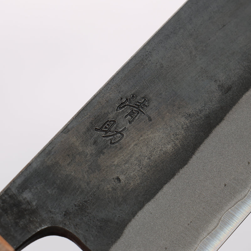 Seisuke Blue Steel No.2 Black Finished Santoku 170mm Burnt Chestnut (ferrule: Cherry Wood) Handle - Japannywholesale