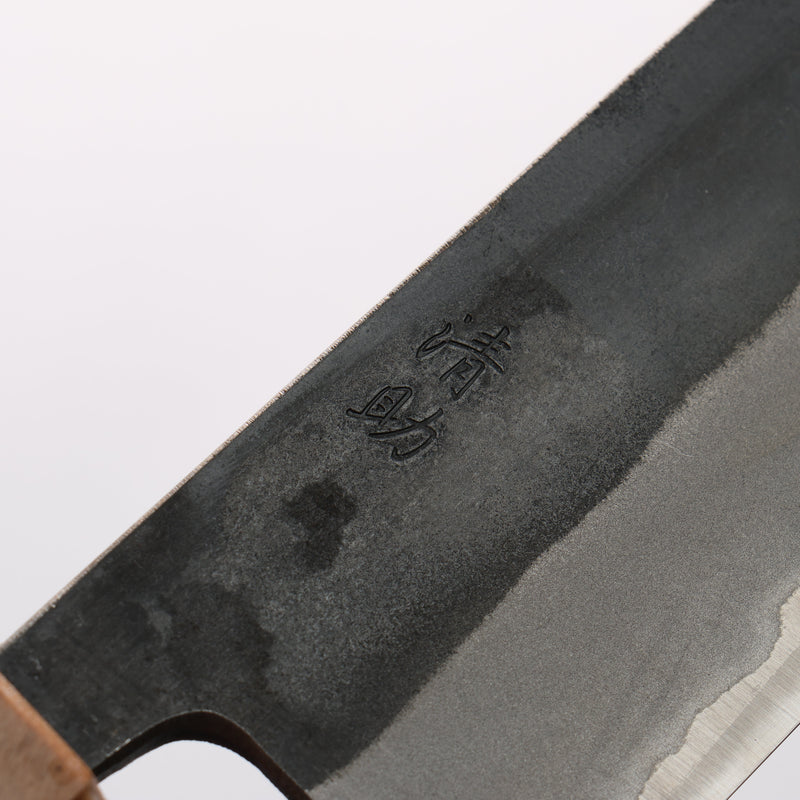 Seisuke Blue Steel No.2 Black Finished Kiritsuke Gyuto 210mm Burnt Chestnut (ferrule: Cherry Wood) Handle - Japannywholesale