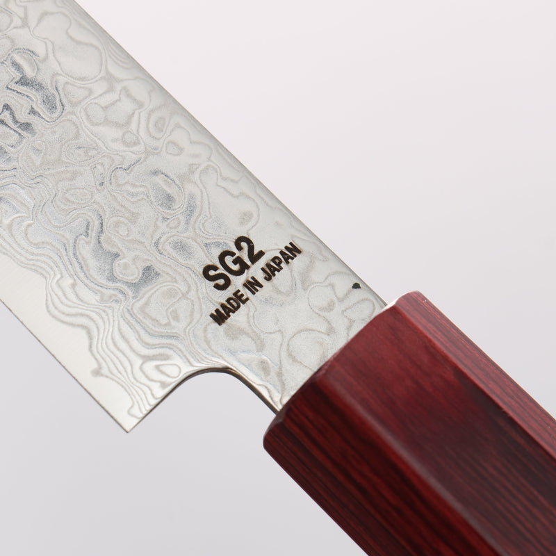 Higuchi SG2 Damascus Migaki Finished Kiritsuke Petty-Utility 150mm Red Pakka wood Handle - Japannywholesale