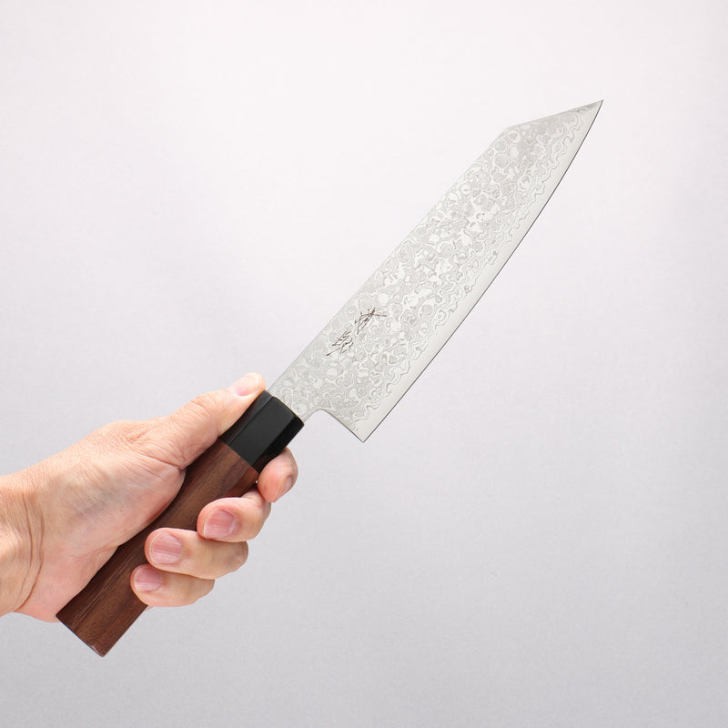 Seisuke VG10 Damascus Migaki Finished Kiritsuke Santoku 180mm Rosewood (Ferrule: Black Pakka Wood) Handle - Japannywholesale